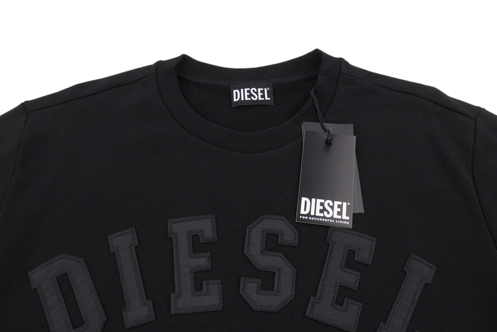 DIESEL S-Gir-Crewneck OTB Men Sweatshirt L Black Cotton Crew Neck Pull On RRP175