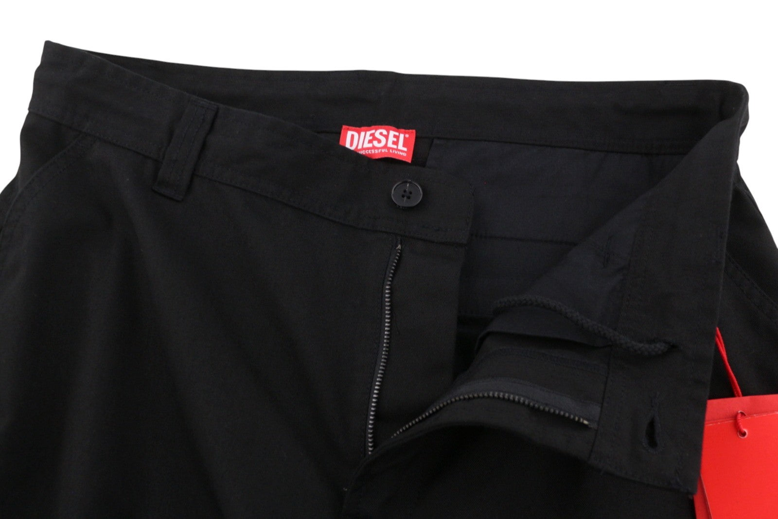 DIESEL P-Arne-Short-A Men Shorts 50 W34 Black Darts At Knees Cargo RRP250