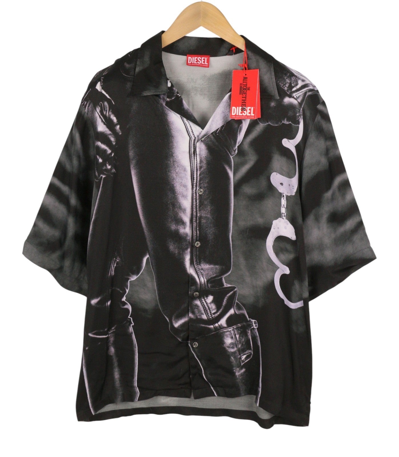 DIESEL PR-S-Mec-23 Men Shirt 50 Black All-Over Graphic Print Unisex RRP175