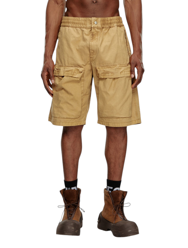 DIESEL P-Beeck-Short Men Shorts 50 W33 Brown Elastic Waist Cargo RRP195
