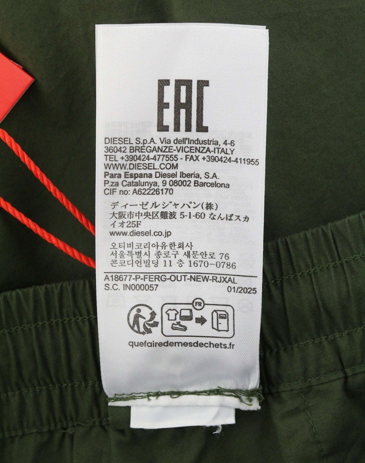 DIESEL P-Ferg-Out-New Men Shorts 52 W36 Khaki Green Elastic Waist RRP120