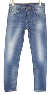 TAKESHY KUROSAWA TK75 Men Jeans W34 Blue Slim Distressed Stretch Buttoned
