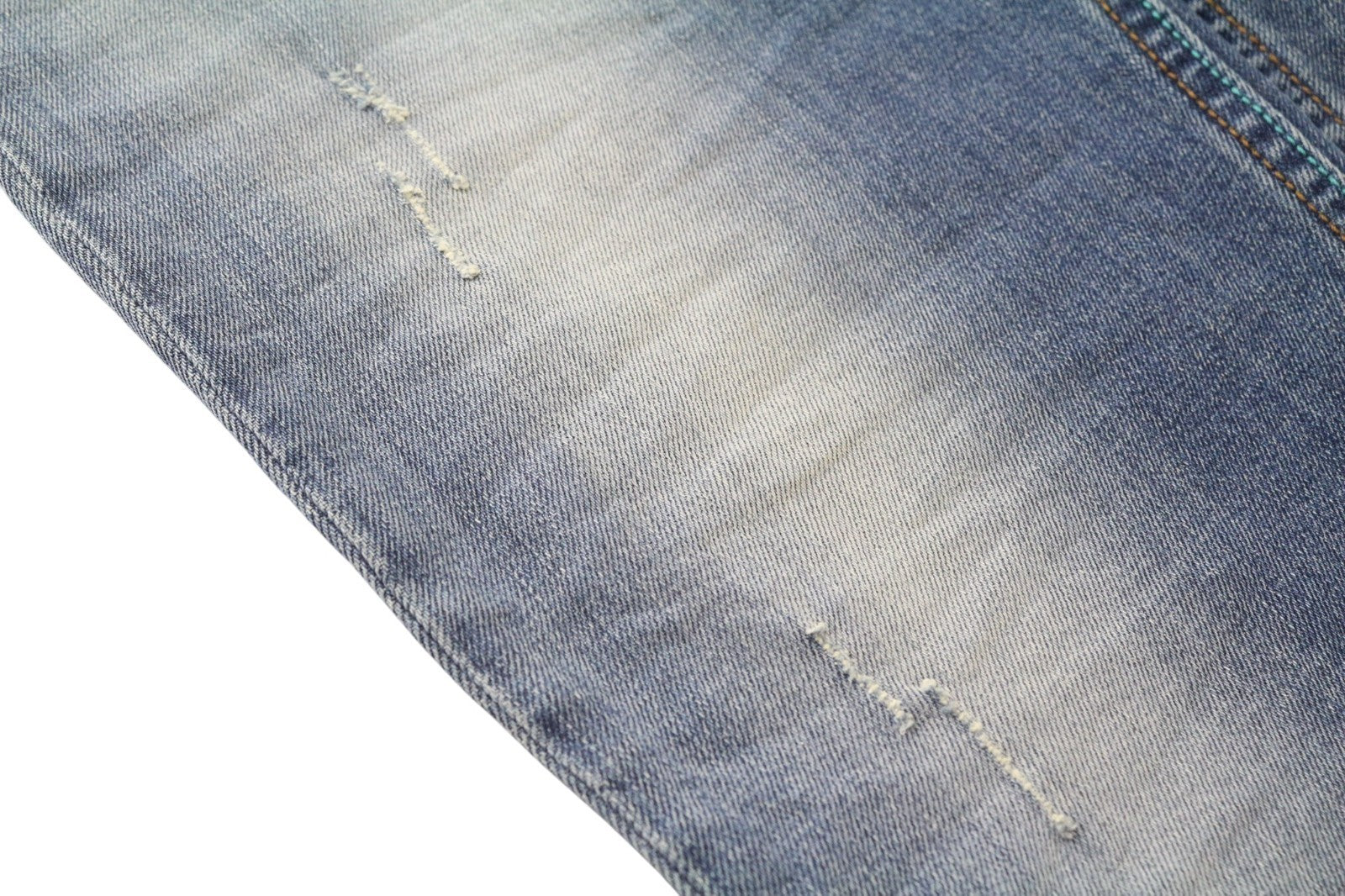 TAKESHY KUROSAWA TK75 Men Jeans W34 Button-Fly Stretch Blue Slim Distressed