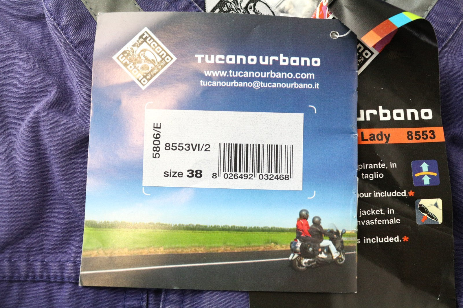 TUCANO URBANO Shorty Cotton Women Jacket IT38 XS Purple Scooter Armour Light