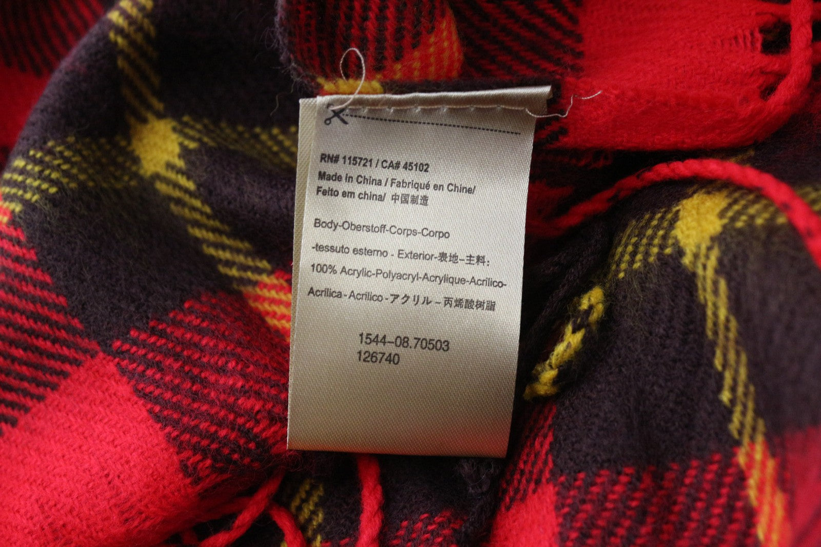 SCOTCH SHRUNK Men Scarf One Size Kids Red Tartan Checked Tassels Woven Boys