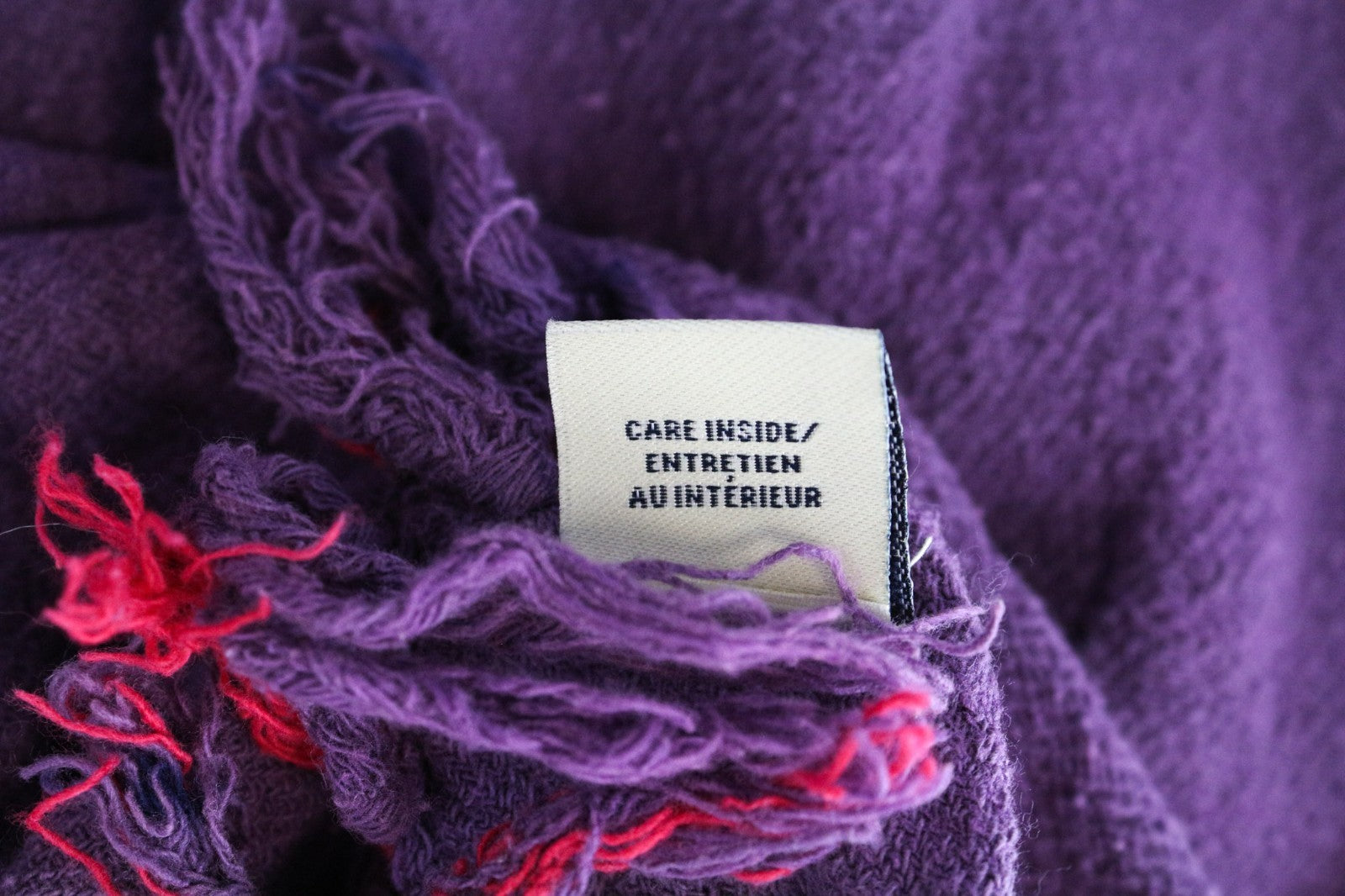 MAISON SCOTCH Women Scarf One Size Purple Tartan Check Tassels Woven Twill