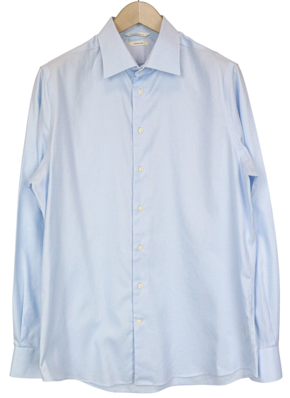 SUITSUPPLY Traveller Men Shirt 42/16 1/2 Slim Blue Cotton Long Sleeve Formal