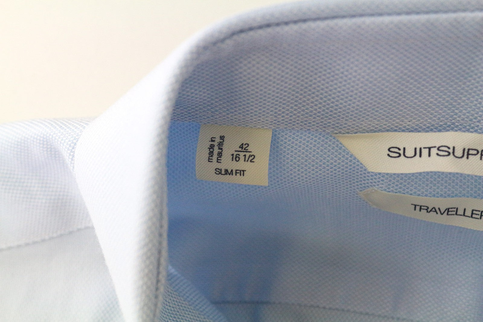 SUITSUPPLY Traveller Men Shirt 42/16 1/2 Slim Blue Cotton Long Sleeve Formal