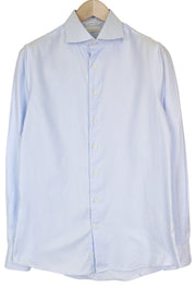 SUITSUPPLY Men Shirt 40/15 3/4 Extra Slim Blue Cotton Stretch Striped Twill