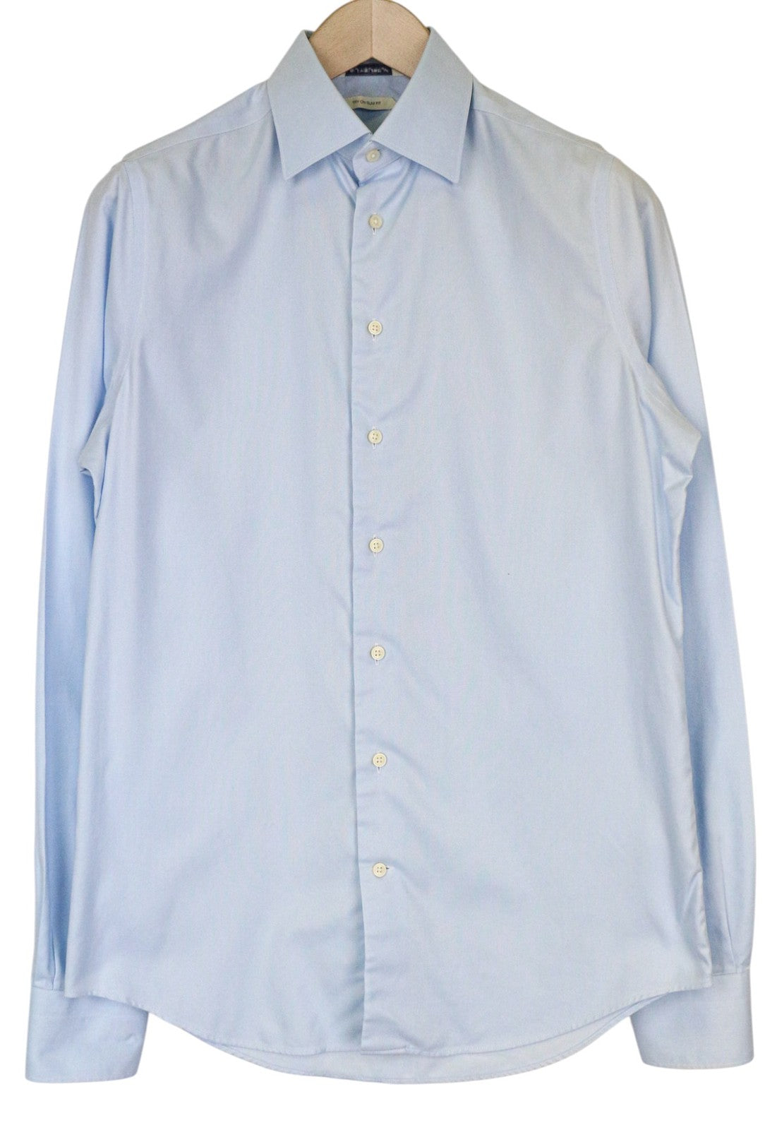 SUITSUPPLY Men Shirt 38L/15L Slim Blue Pure Cotton Classic Long Sleeve