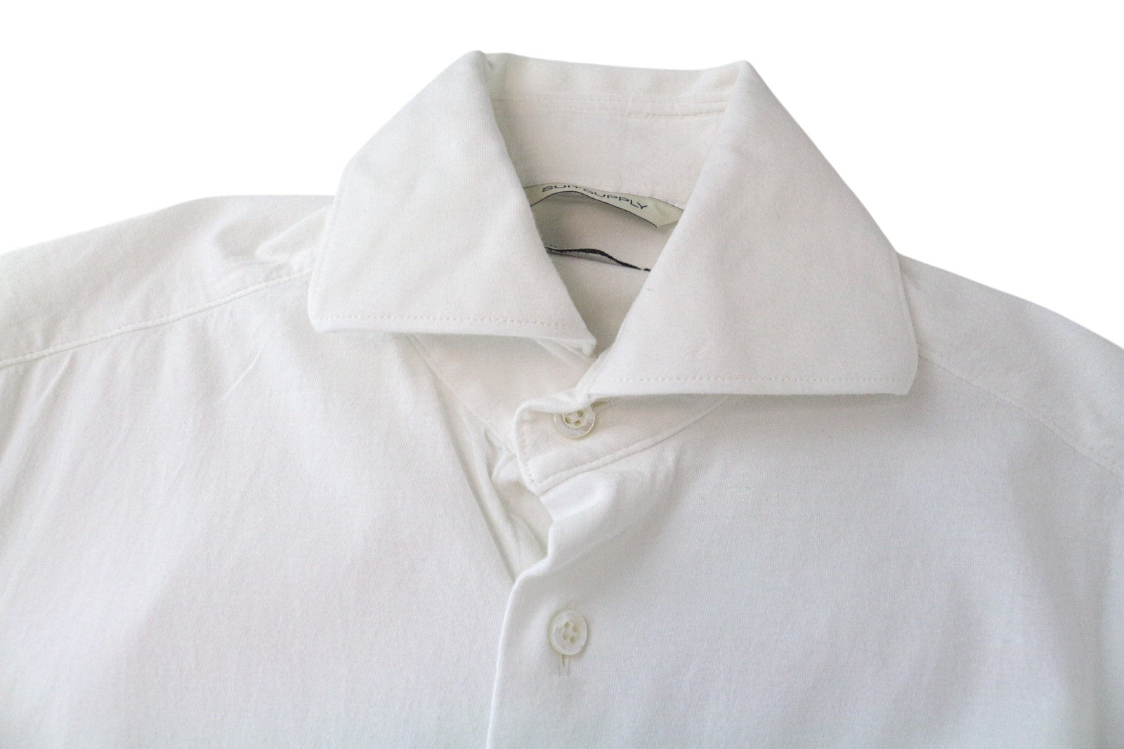 SUITSUPPLY Men Shirt 35 Slim Fit White Pure Cotton Cutaway Collared