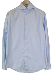 SUITSUPPLY Men Shirt 37/14 1/2 Slim Fit Long Sleeved Blue Pure Cotton Twill