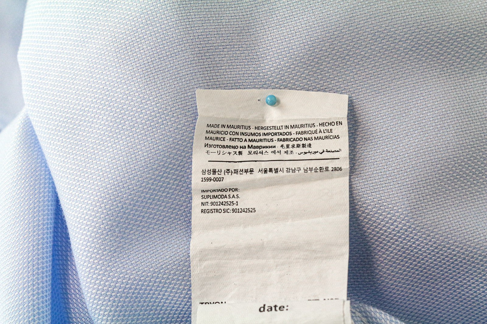 SUITSUPPLY Men Shirt 37/14 1/2 Slim Fit Long Sleeved Blue Pure Cotton Twill
