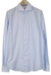 SUITSUPPLY Men Shirt 43L/17L Extra Slim Blue Pure Cotton Striped Long Sleeve