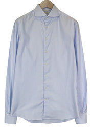 SUITSUPPLY Men Shirt 39L/15 1/2L Extra Slim Blue Cotton Striped Long Sleeve