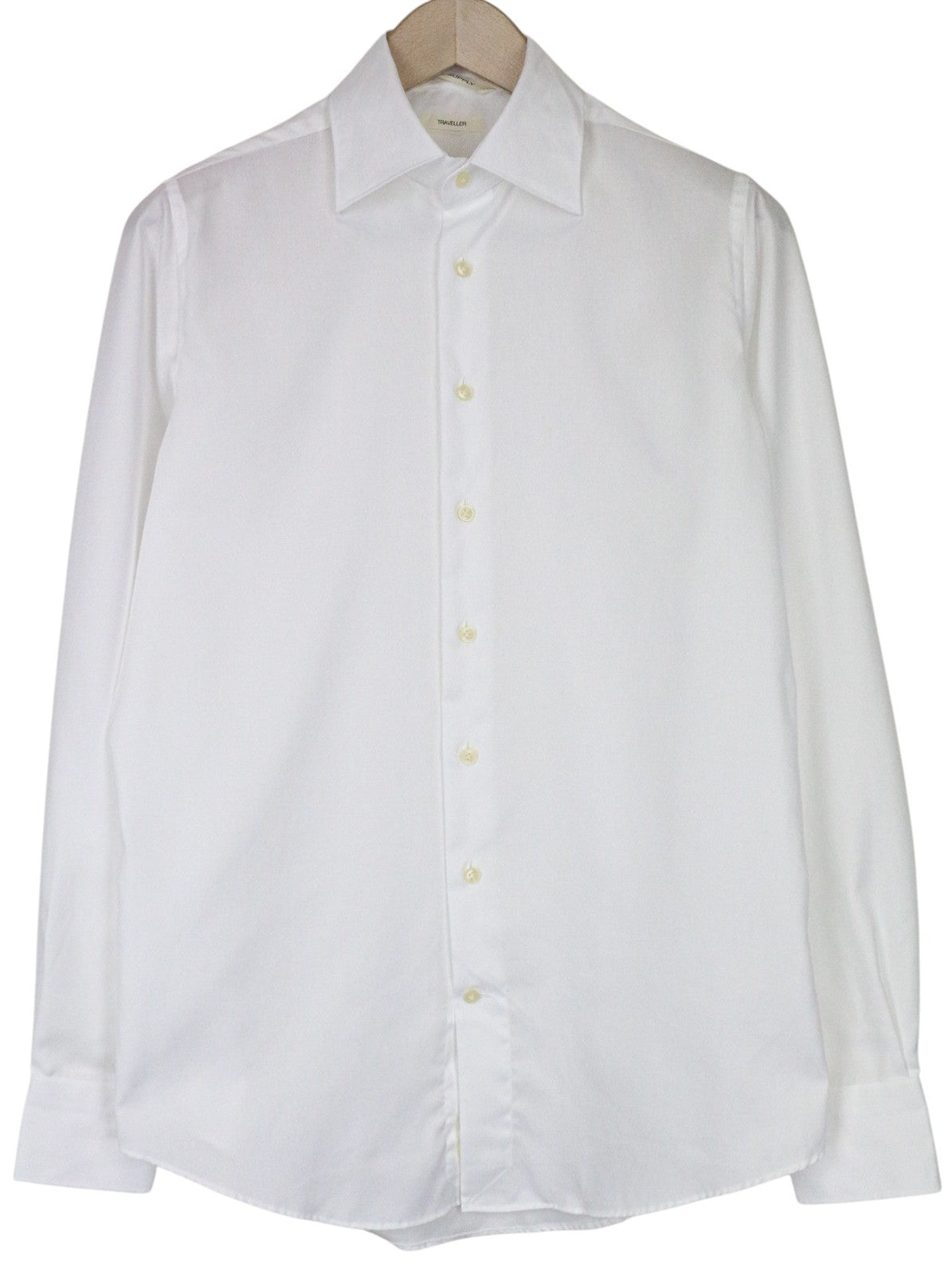 SUITSUPPLY Traveller Men Shirt 38/15 Slim White Pure Cotton Long Sleeved Twill