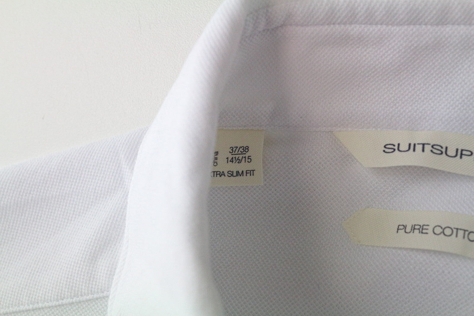 SUITSUPPLY Men T-Shirt 37/38/14 1/2/15 Extra Slim Fit White Pure Cotton Polo