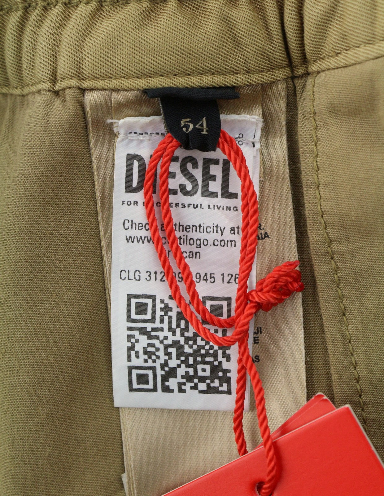 DIESEL P-Beeck-Short Men Shorts 54 W36 Brown Elastic Waist Cargo RRP195