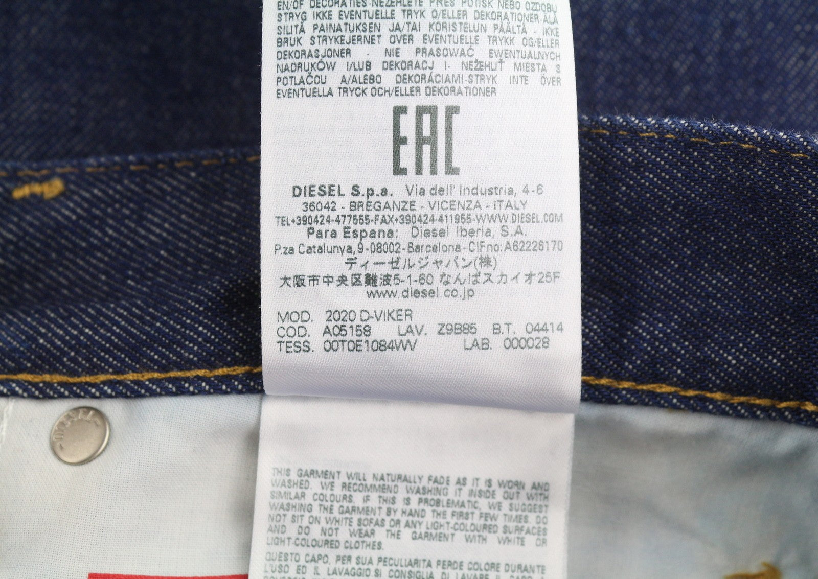 DIESEL 2020 D-Viker Z9B85 Men Jeans W32/L34 Regular Fit Straight Leg RRP150