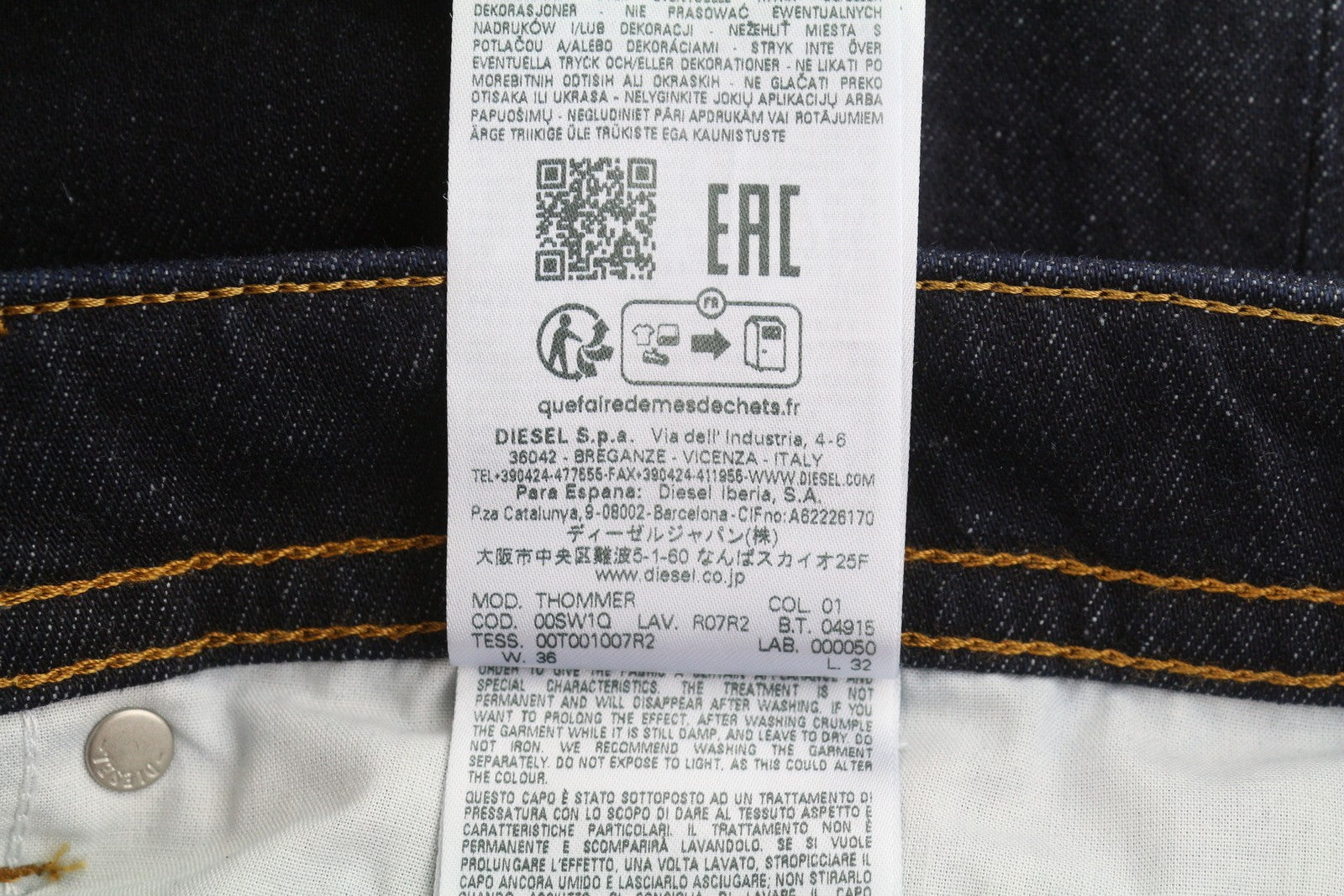 DIESEL Thommer R07R2 Men Jeans W36/L32 Dark Blue Slim Fit Low Waist RRP150