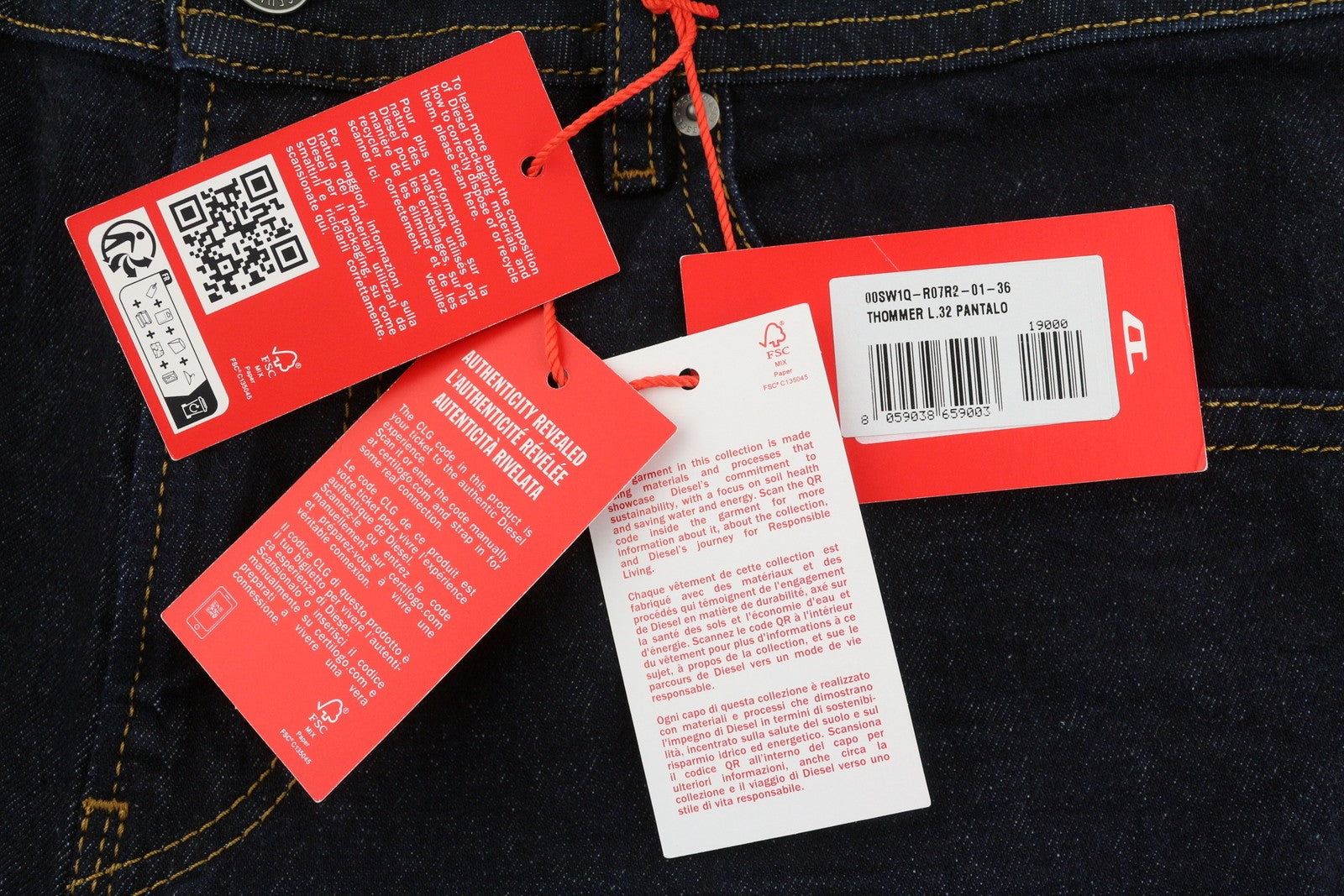 DIESEL Thommer R07R2 Men Jeans W36/L32 Dark Blue Slim Fit Low Waist RRP150
