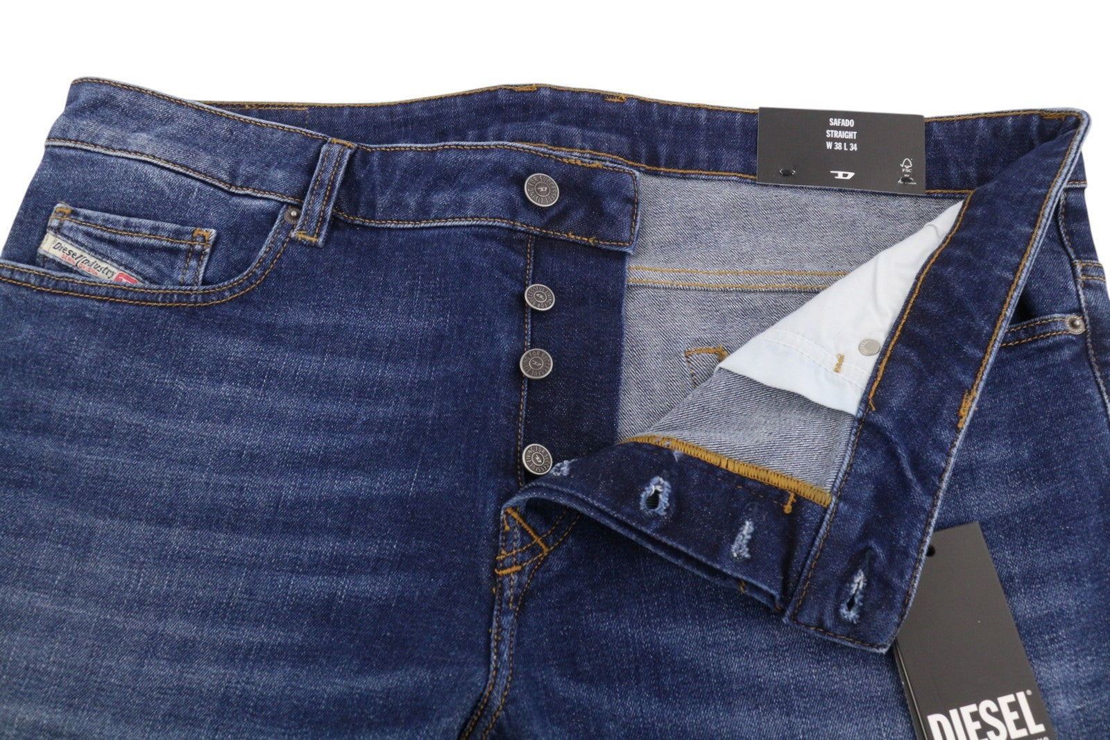 DIESEL Safado-X R608L Men Jeans W38/L34 Blue Faded Whiskers Straight RRP175