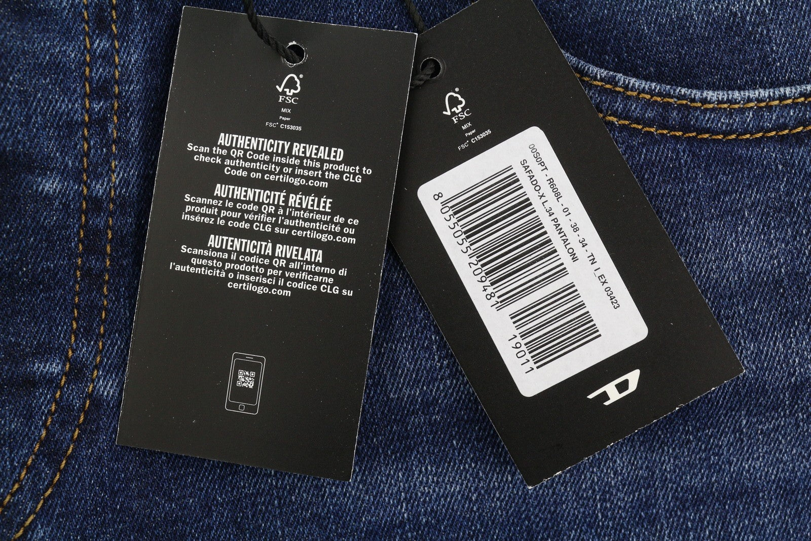 DIESEL Safado-X R608L Men Jeans W38/L34 Blue Faded Whiskers Straight RRP175