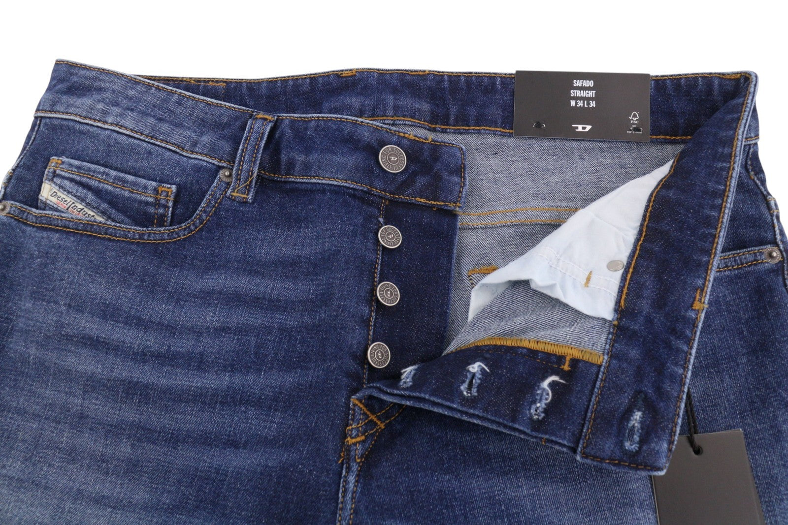 DIESEL Safado-X R608L Men Jeans W34/L34 Blue Faded Whiskers Straight RRP175