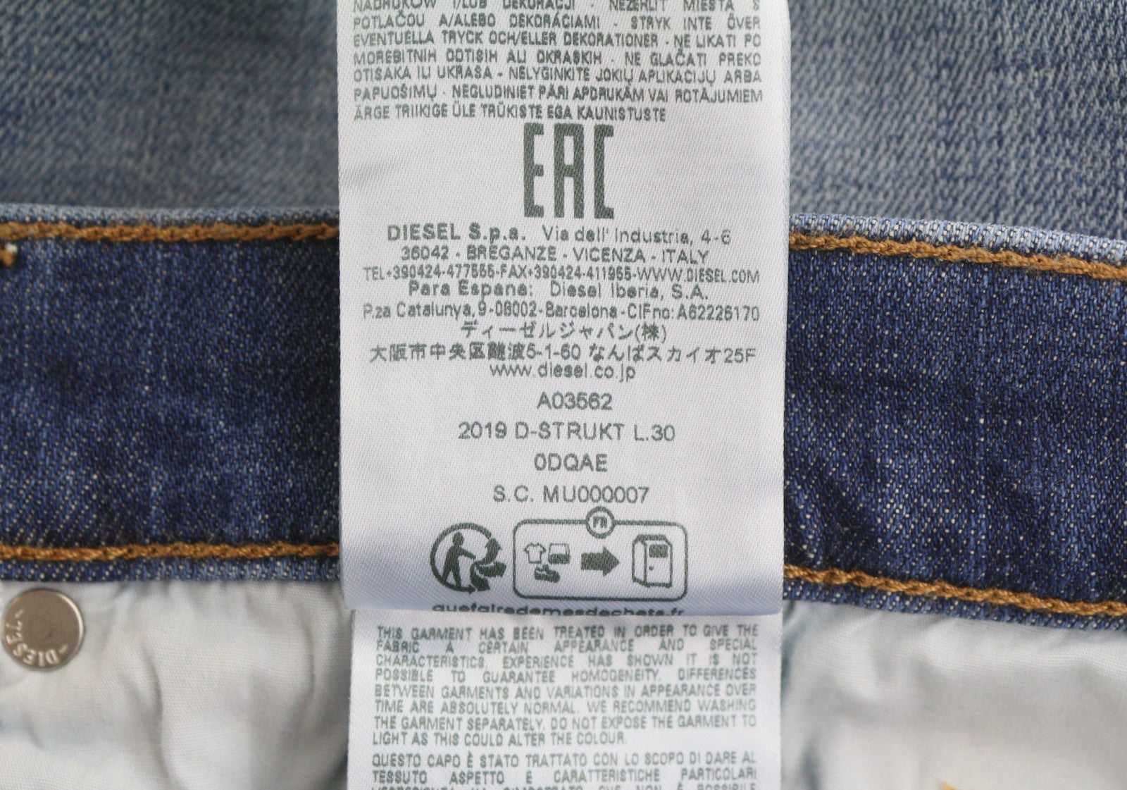 DIESEL 2019 D-Strukt 0DQAE Men Jeans W38/L30 Blue Faded Sim Fit RRP175