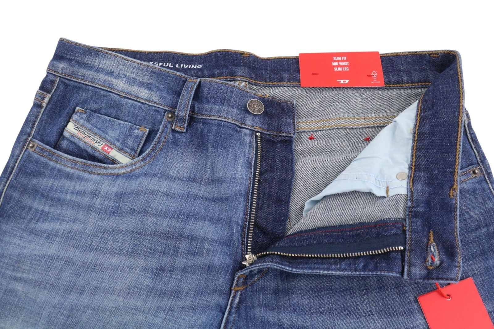 DIESEL 2019 D-Strukt 0DQAE Men Jeans W38/L30 Blue Faded Sim Fit RRP175