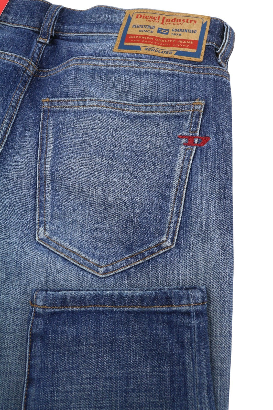 DIESEL 2019 D-Strukt 0DQAE Men Jeans W38/L30 Blue Faded Sim Fit RRP175