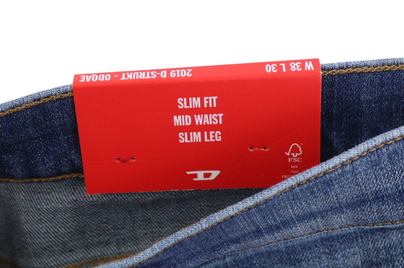 DIESEL 2019 D-Strukt 0DQAE Men Jeans W38/L30 Blue Faded Sim Fit RRP175