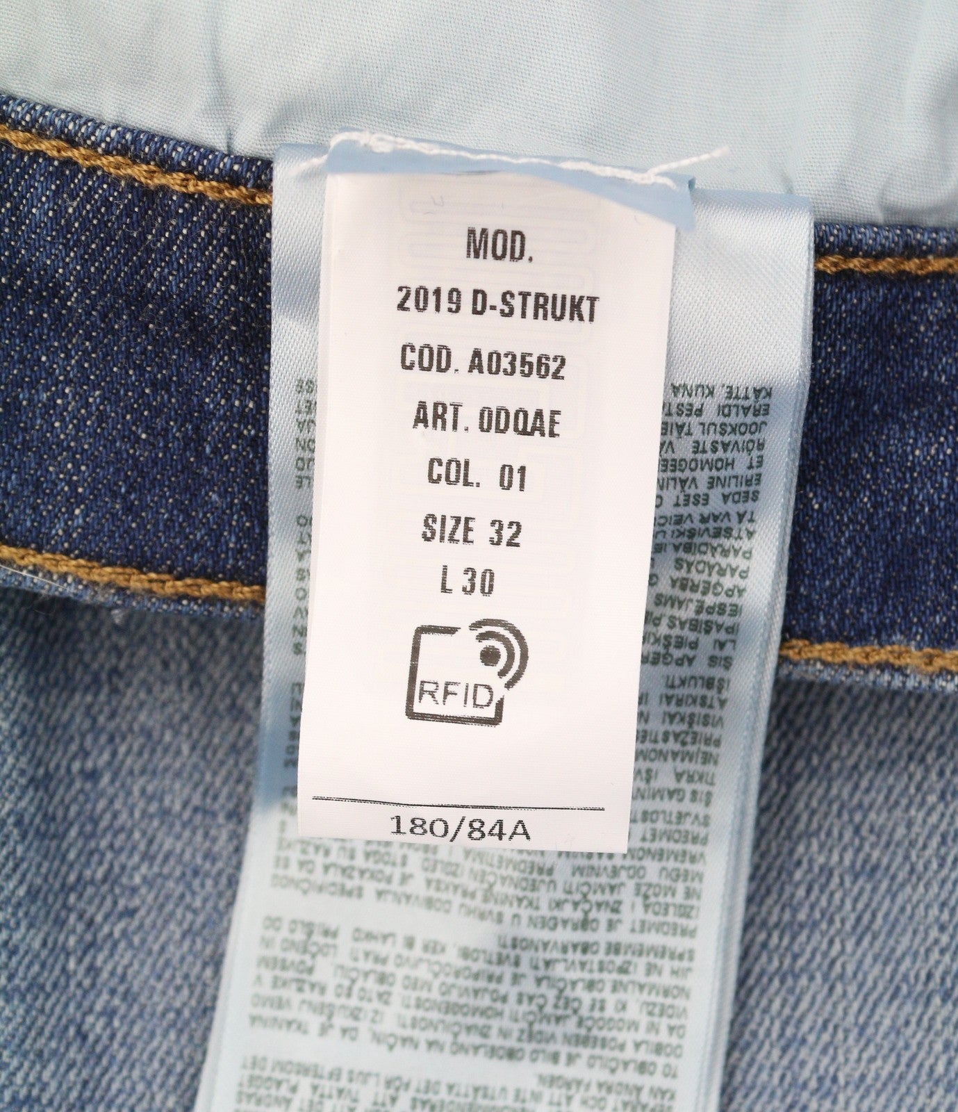 DIESEL 2019 D-Strukt 0DQAE Men Jeans W32/L30 Blue Faded Sim Fit RRP175
