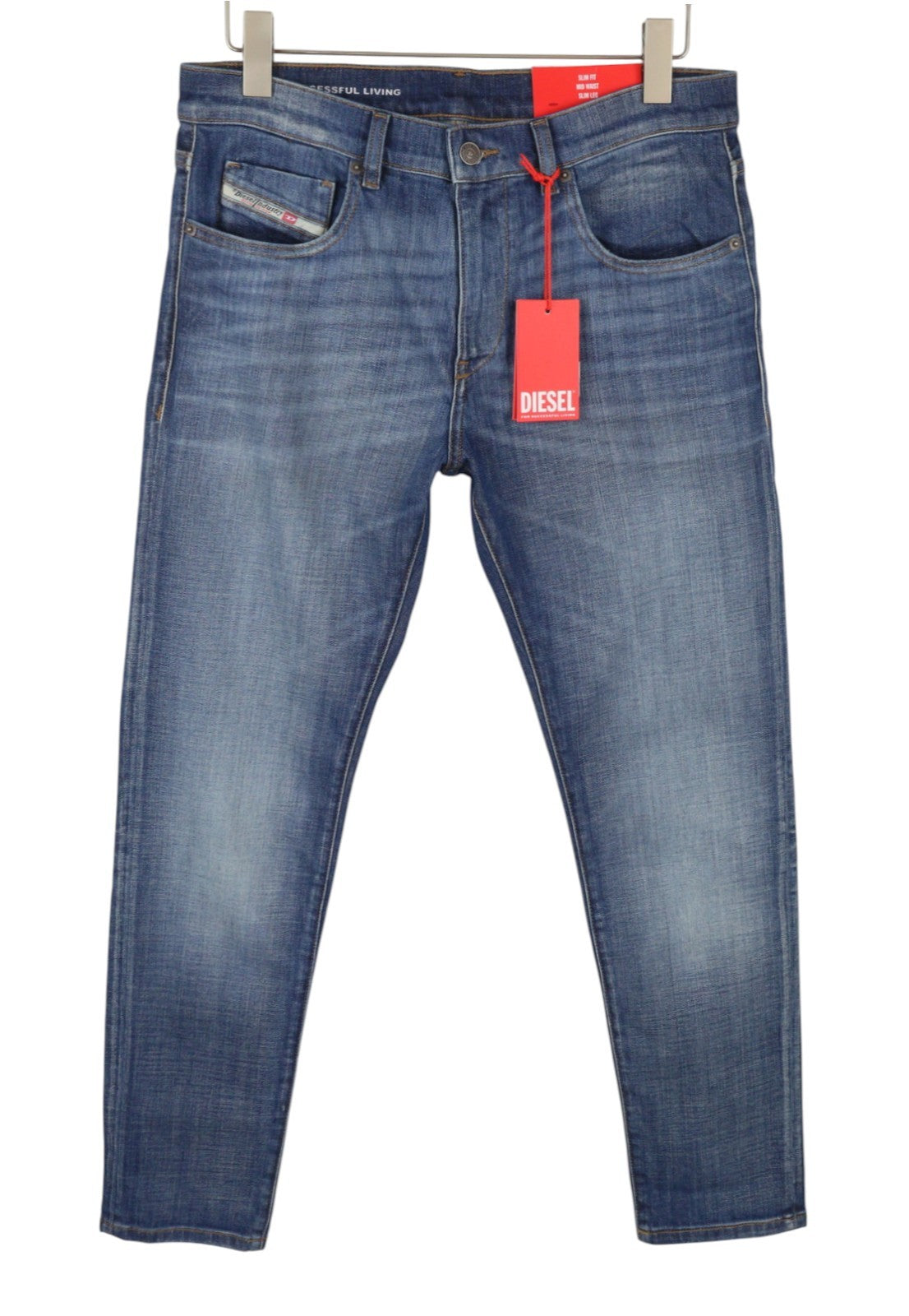 DIESEL 2019 D-Strukt 0DQAE Men Jeans W32/L30 Blue Faded Sim Fit RRP175