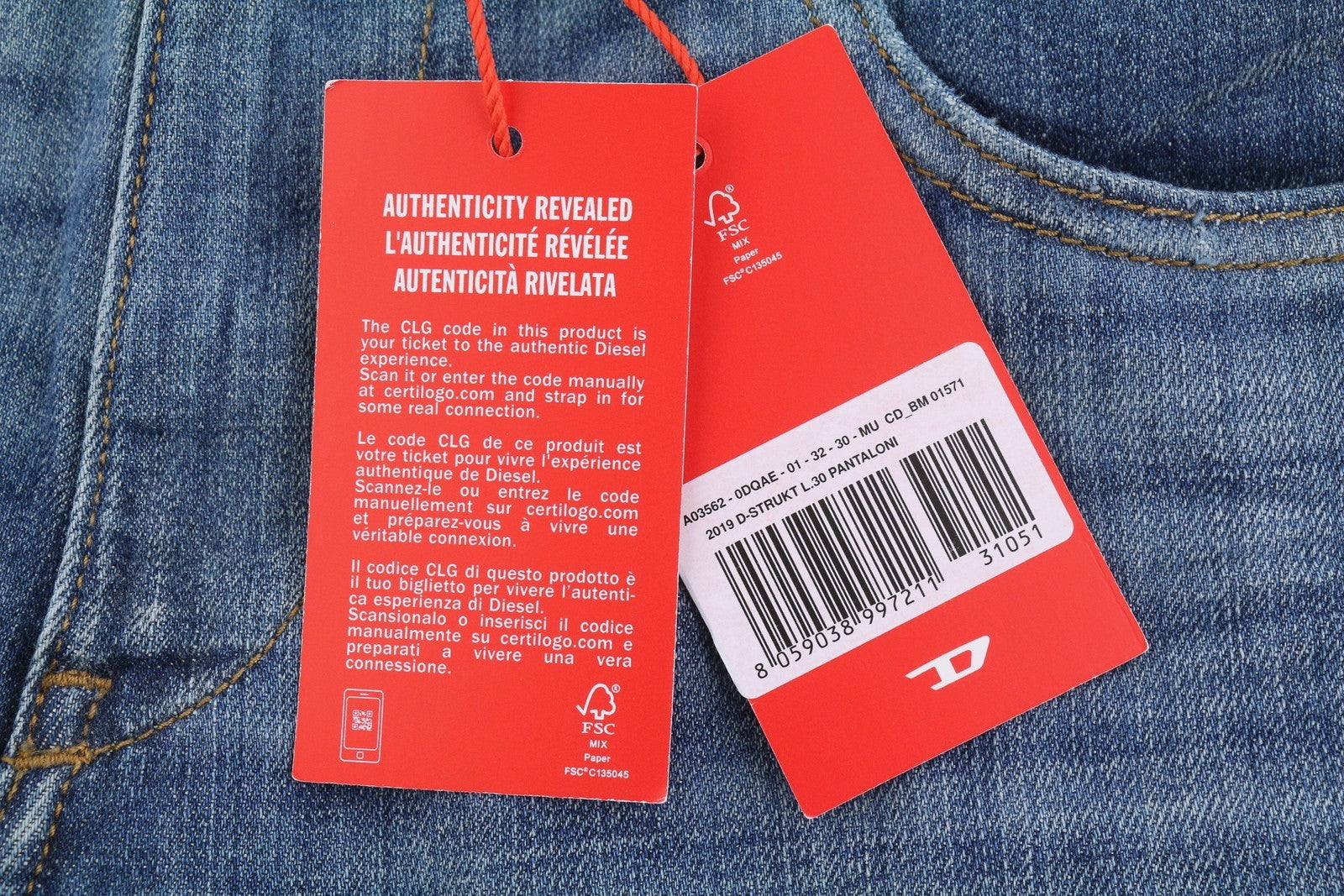 DIESEL 2019 D-Strukt 0DQAE Men Jeans W32/L30 Blue Faded Sim Fit RRP175