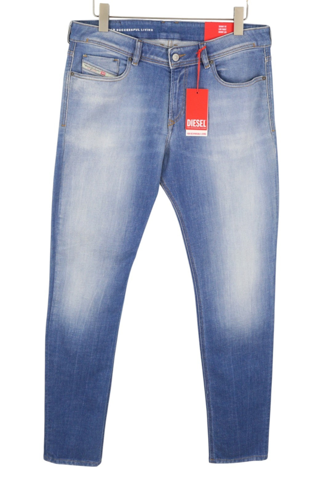 DIESEL 1979 Sleenker 0BMBQ Men Jeans W36/L30 Blue Skinny Fit Low Waist RRP175