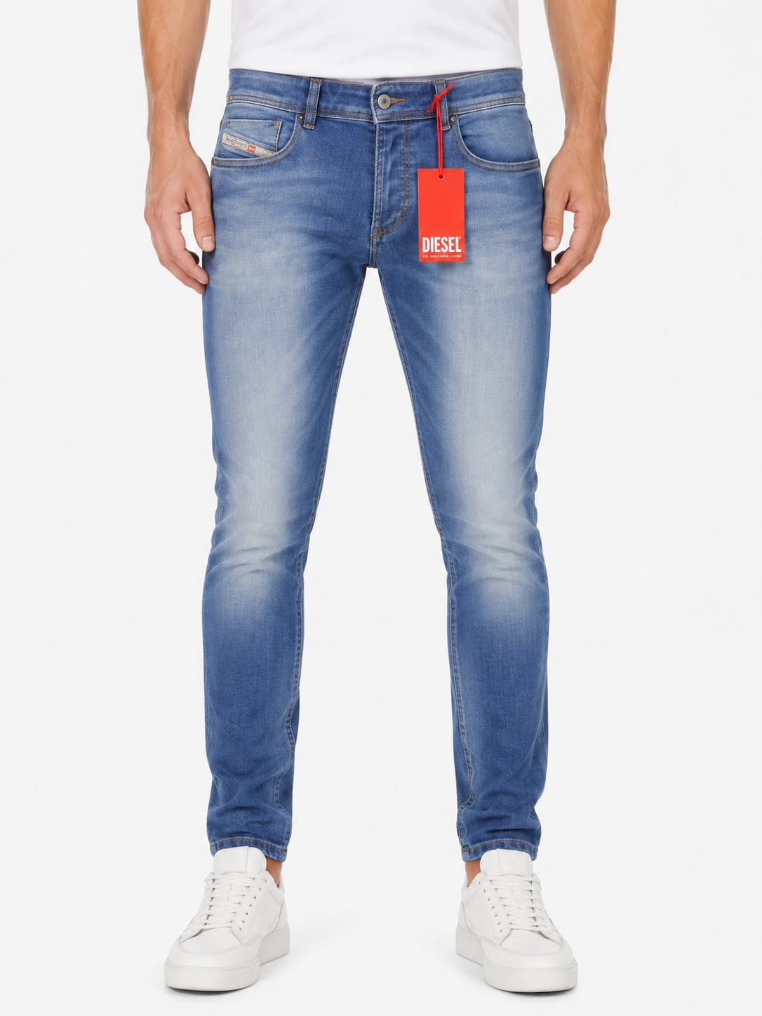 DIESEL 1979 Sleenker 0BMBQ Men Jeans W32/L34 Blue Skinny Fit Low Waist RRP175
