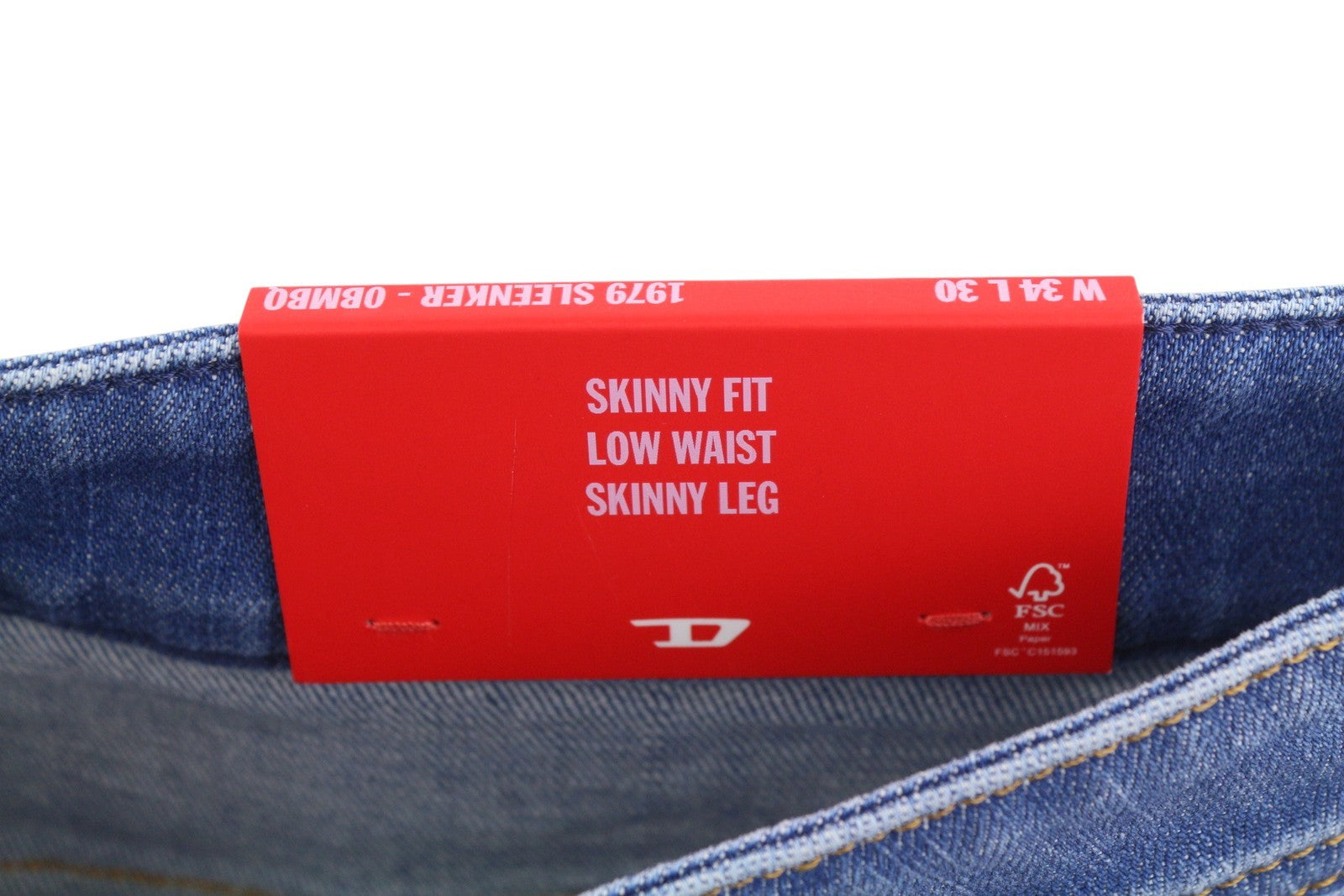 DIESEL 1979 Sleenker 0BMBQ Men Jeans W34/L30 Blue Skinny Fit Low Waist RRP175