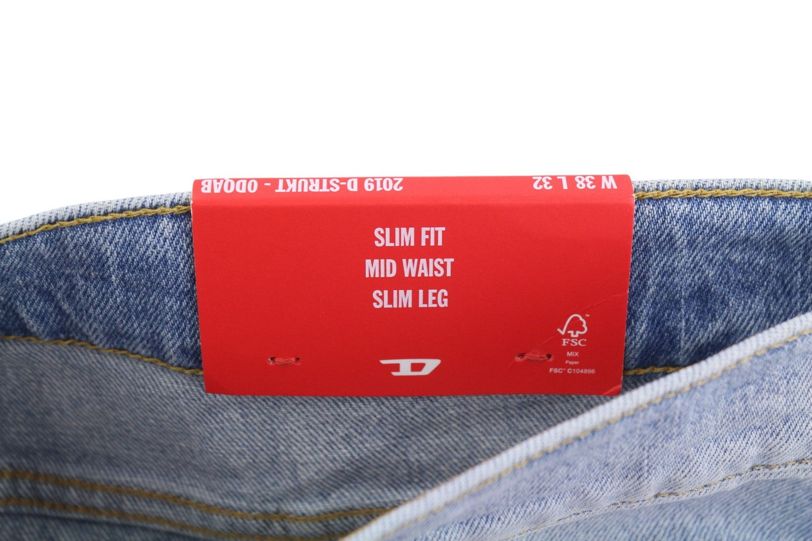 DIESEL 2019 D-Strukt 0DQAB Men Jeans W38/L32 Blue Faded Whiskers Slim RRP195
