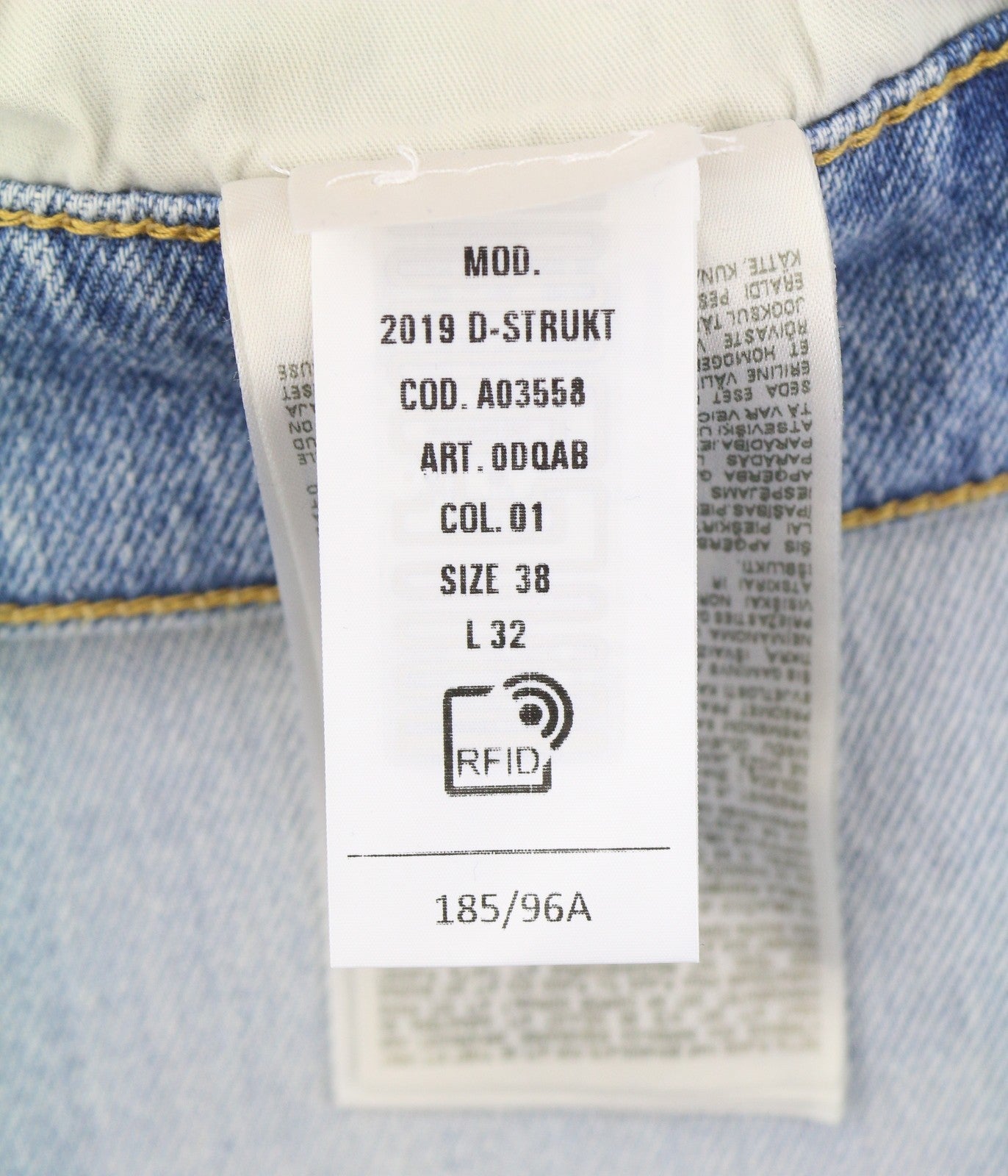 DIESEL 2019 D-Strukt 0DQAB Men Jeans W38/L32 Blue Faded Whiskers Slim RRP195