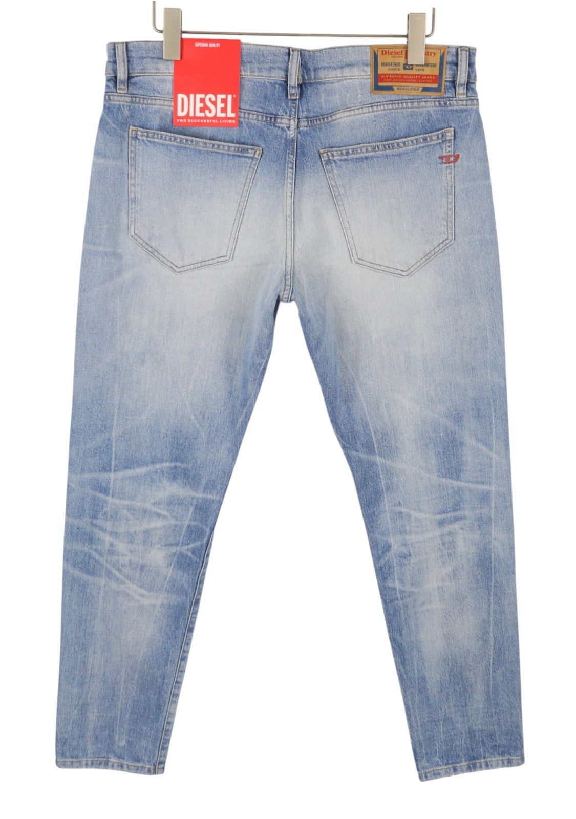DIESEL 2019 D-Strukt 0DQAB Men Jeans W38/L32 Blue Faded Whiskers Slim RRP195