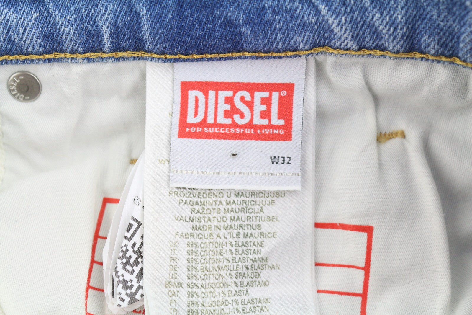 DIESEL 2019 D-Strukt 0DQAB Men Jeans W32/L32 Blue Faded Whiskers Slim RRP195