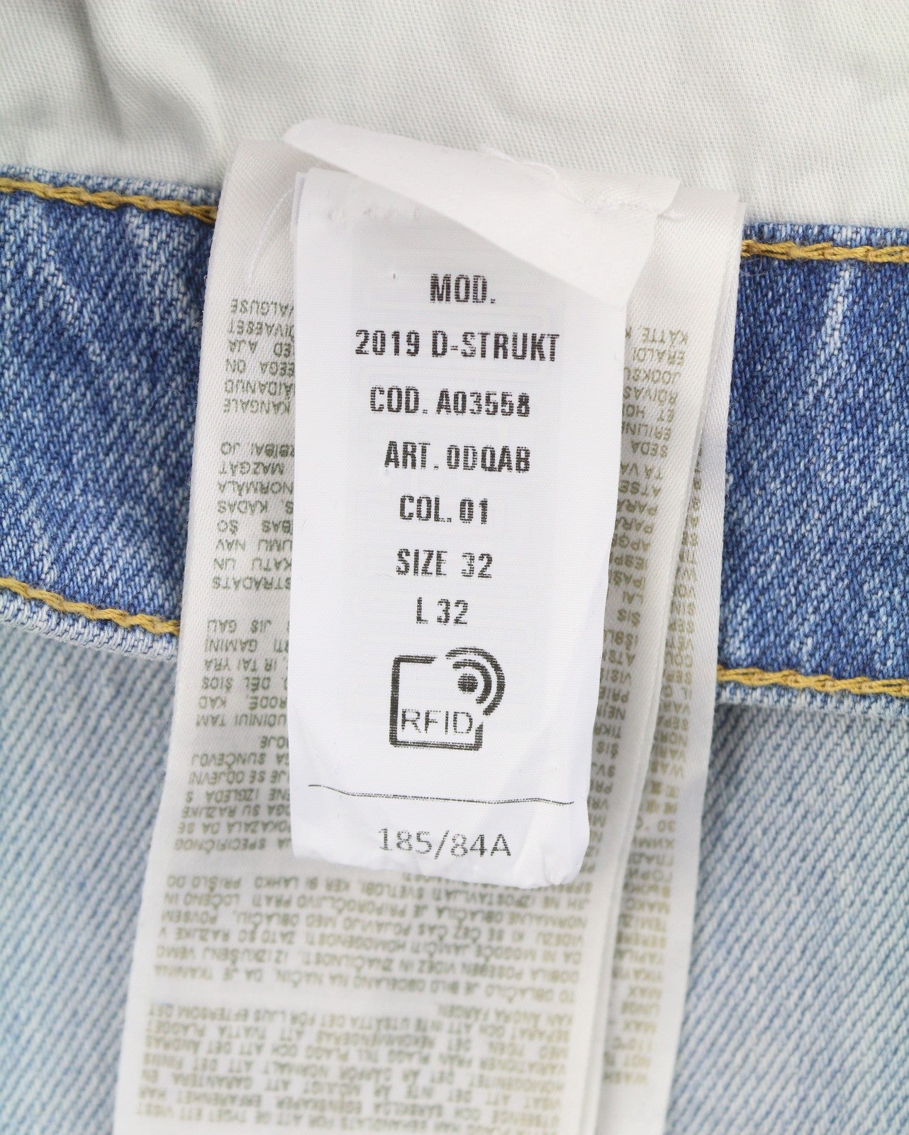DIESEL 2019 D-Strukt 0DQAB Men Jeans W32/L32 Blue Faded Whiskers Slim RRP195