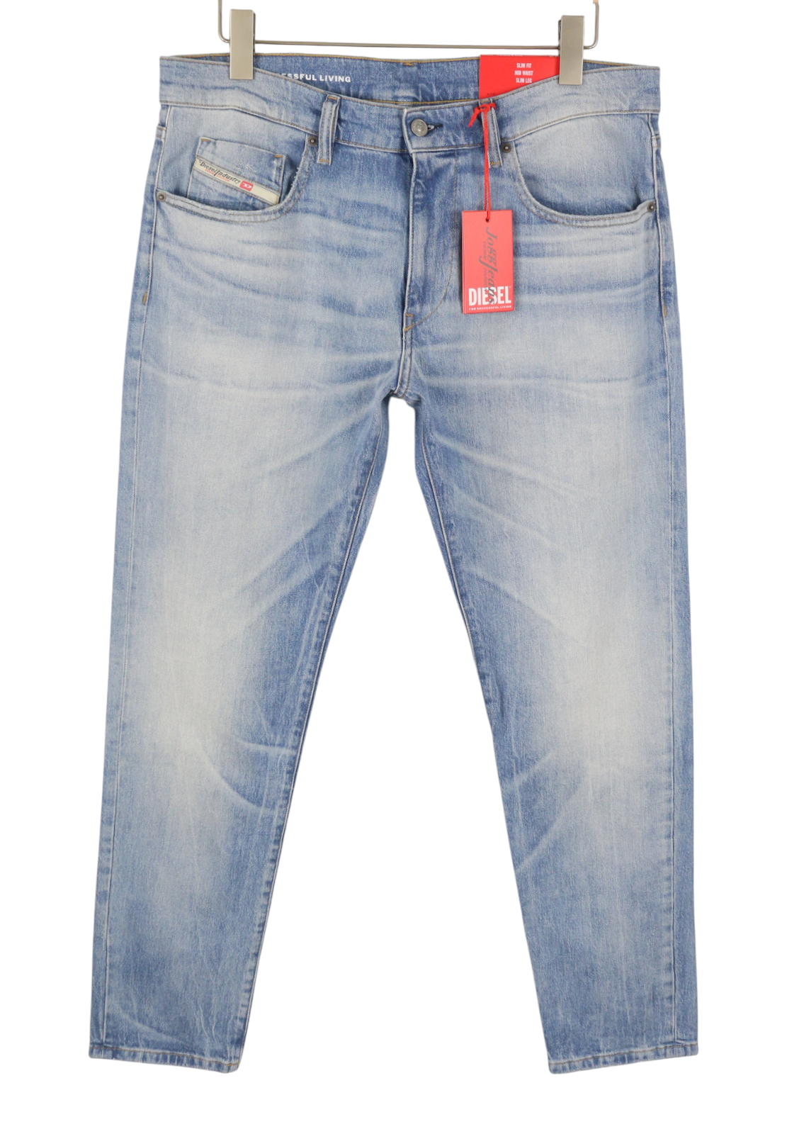 DIESEL 2019 D-Strukt 0DQAB Men Jeans W32/L32 Blue Faded Whiskers Slim RRP195