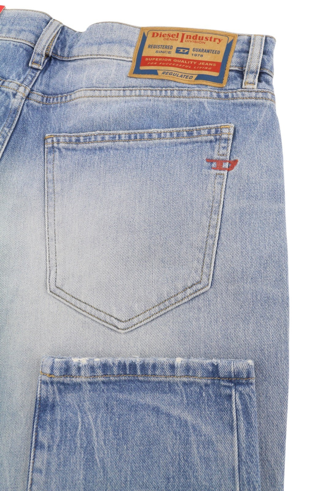 DIESEL 2019 D-Strukt 0DQAB Men Jeans W32/L32 Blue Faded Whiskers Slim RRP195
