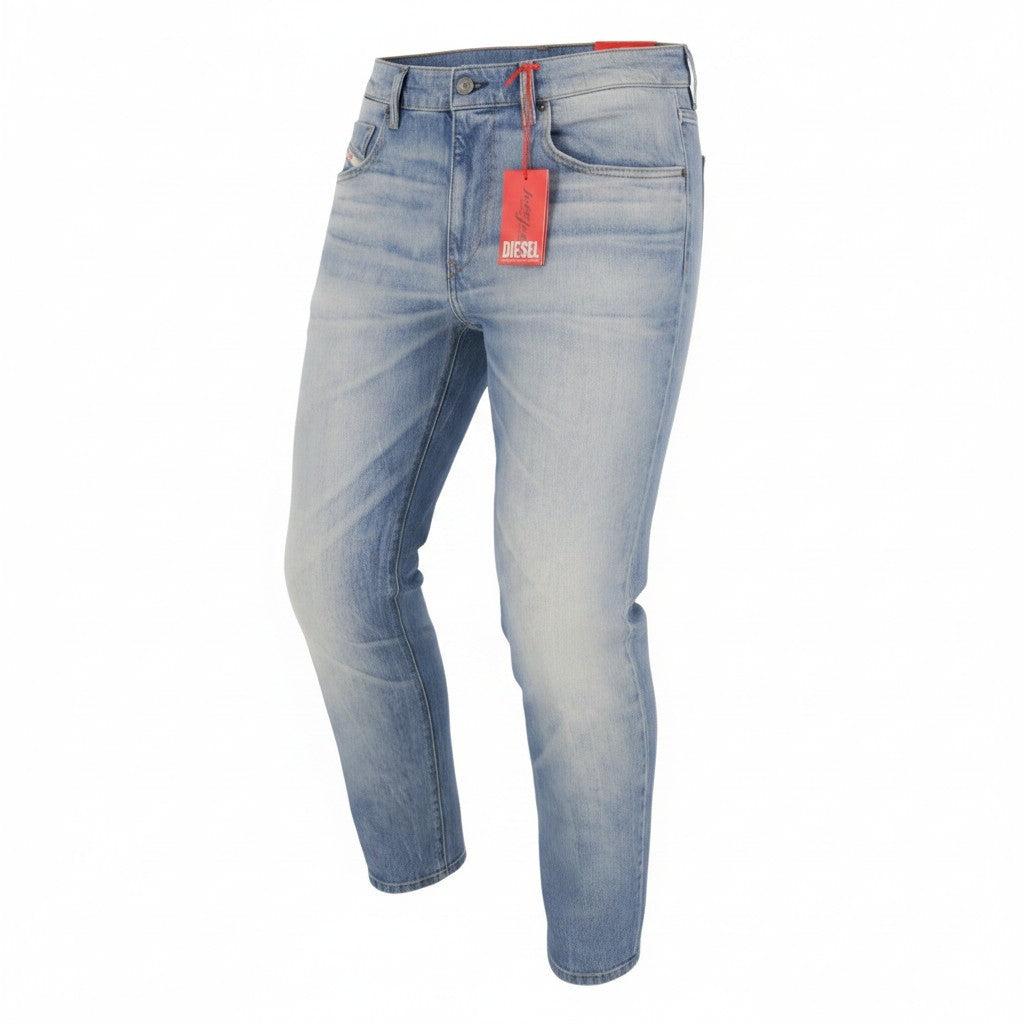 DIESEL 2019 D-Strukt 0DQAB Men Jeans W36/L32 Blue Faded Whiskers Slim RRP195