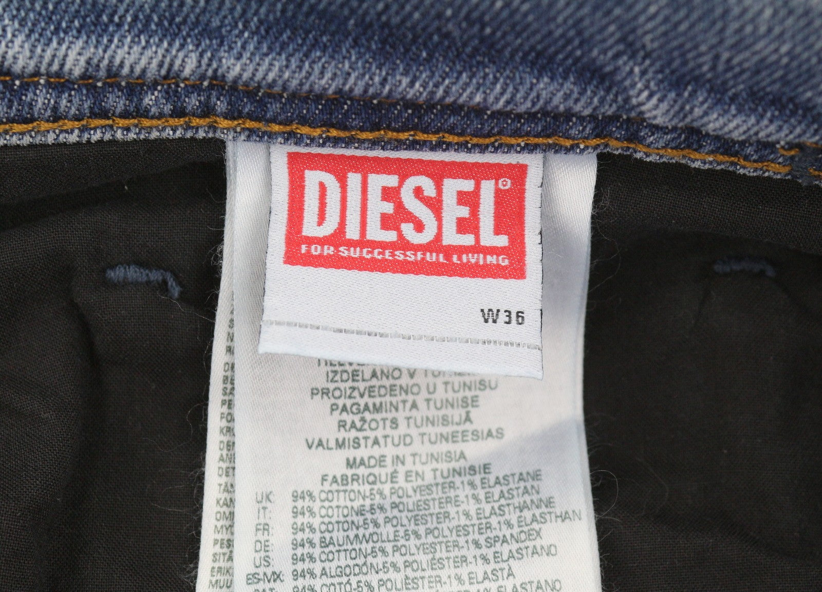 DIESEL 2023 D-Finitive 09H30 Men Jeans W36/L34 Blue Faded Regular Tapered RRP150