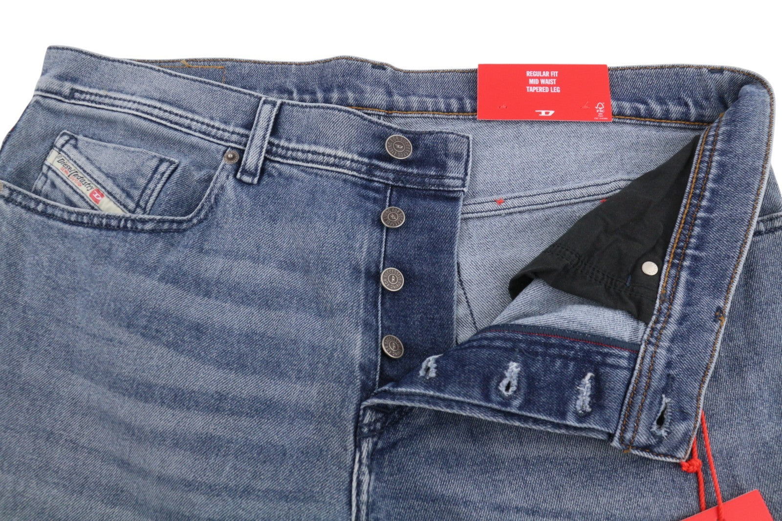 DIESEL 2023 D-Finitive 09H30 Men Jeans W36/L34 Blue Faded Regular Tapered RRP150