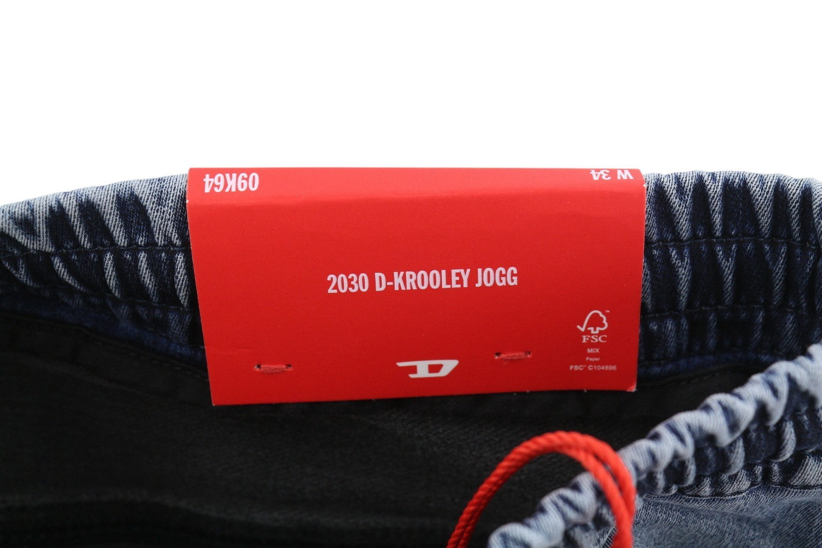 DIESEL 2030 D-Krooley Jogg 09K64 Men Jeans W34 Blue Faded Distress RRP325