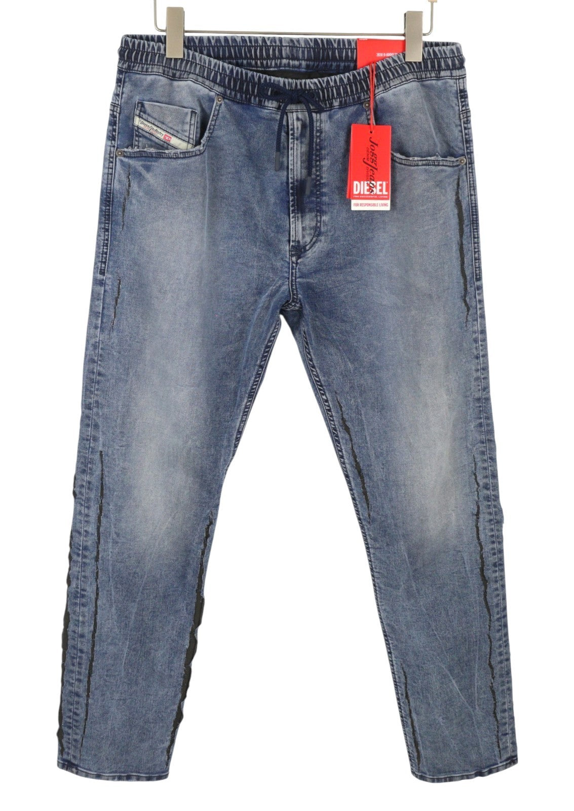 DIESEL 2030 D-Krooley Jogg 09K64 Men Jeans W34 Blue Faded Distress RRP325